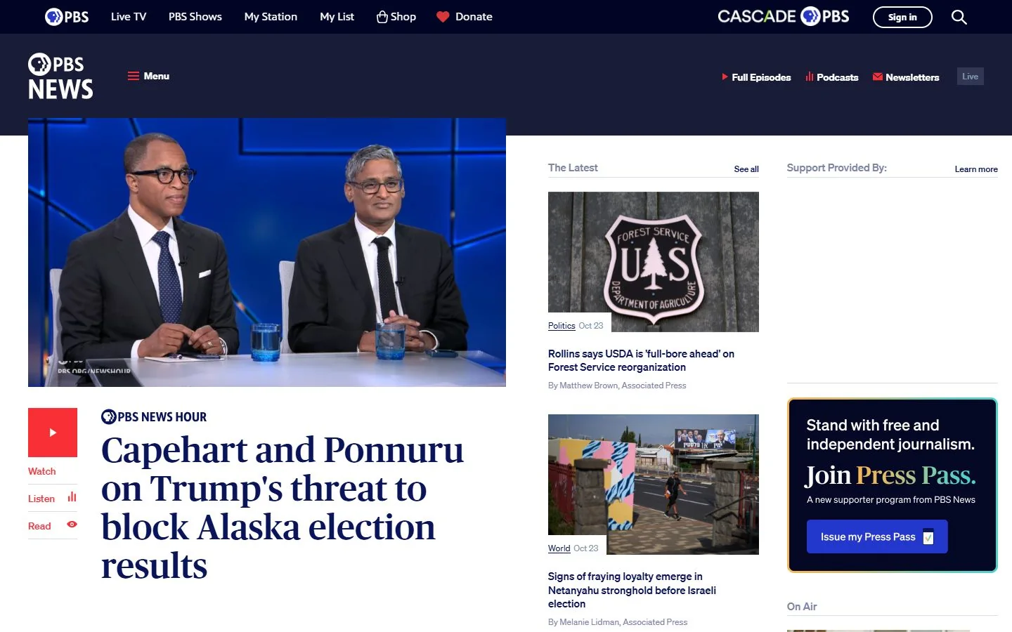 PBS News · Website screenshot