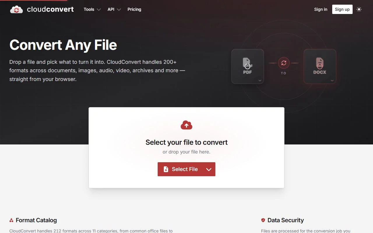 CloudConvert — Official website screenshot