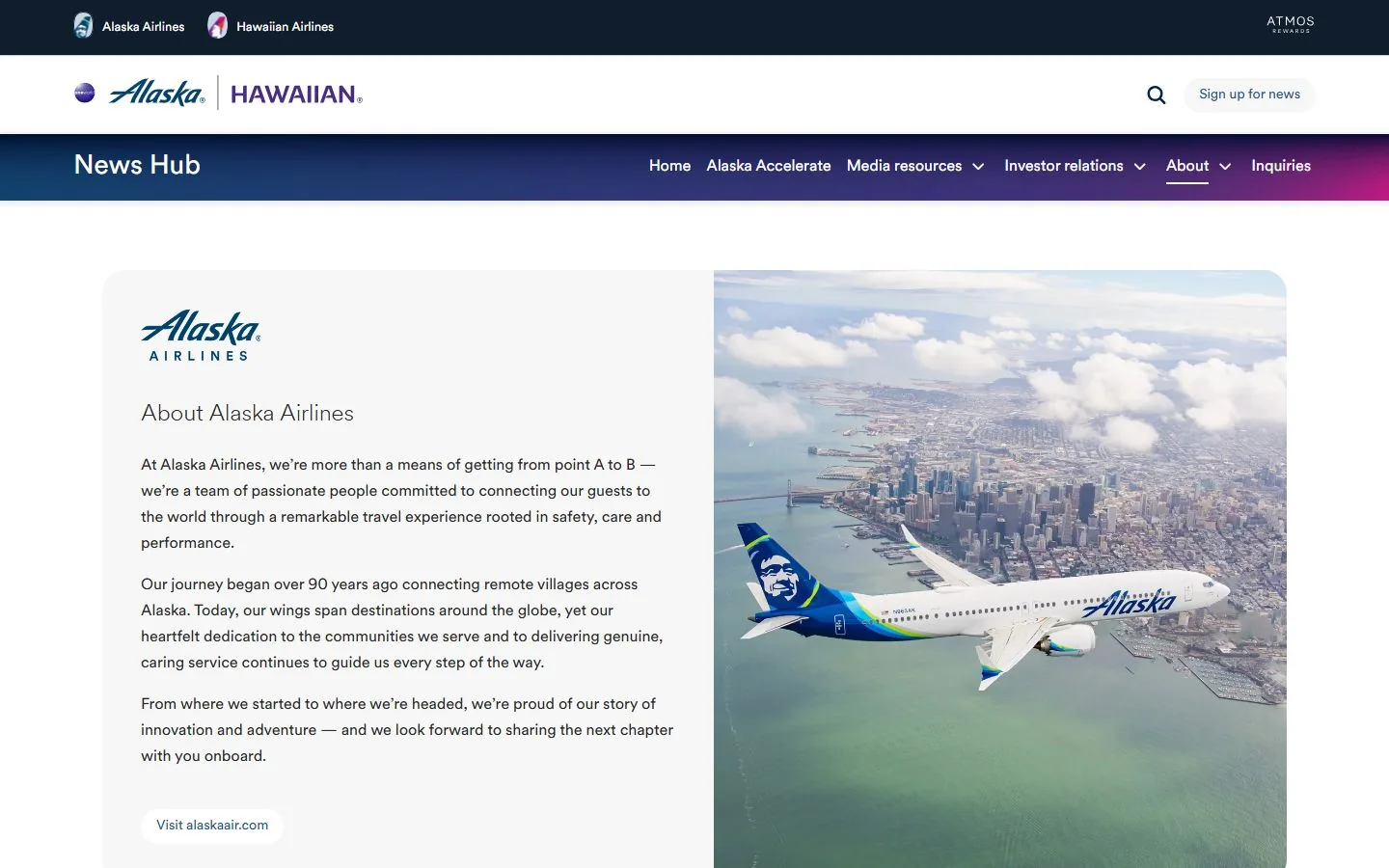 Alaska Airlines · Website screenshot