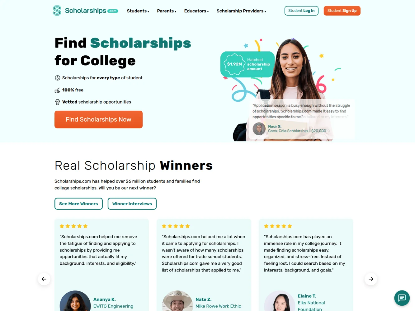 Scholarships.com · Website screenshot