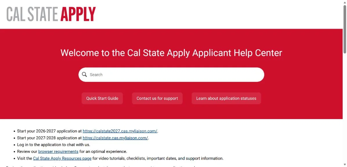 Cal State Apply · Website screenshot