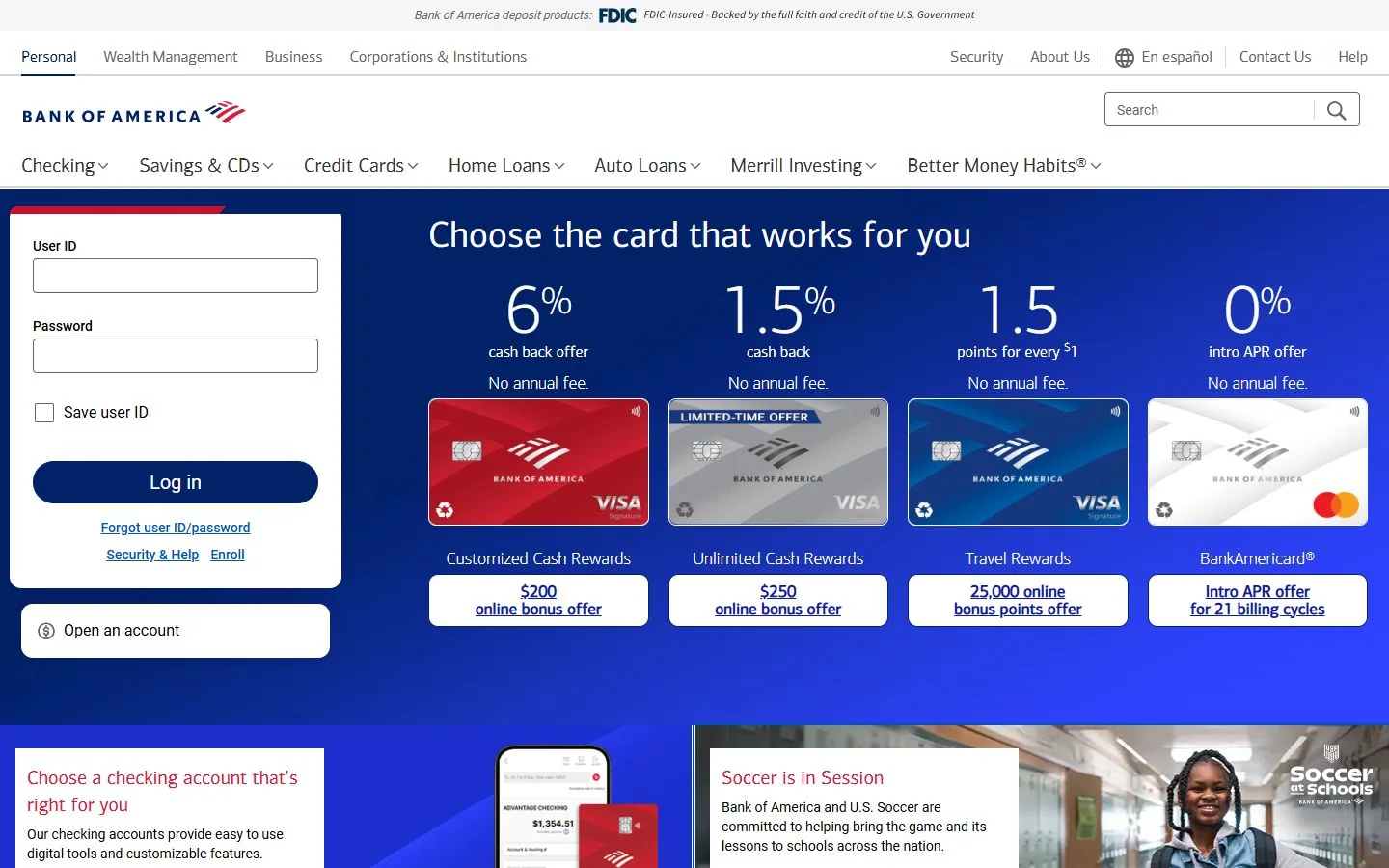 Bank of America · Website screenshot