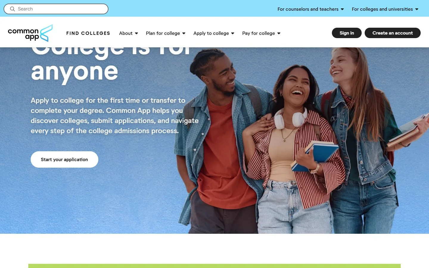 Common App · Website screenshot