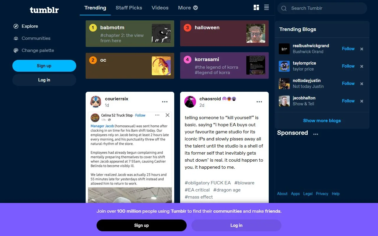 Tumblr — Official website screenshot