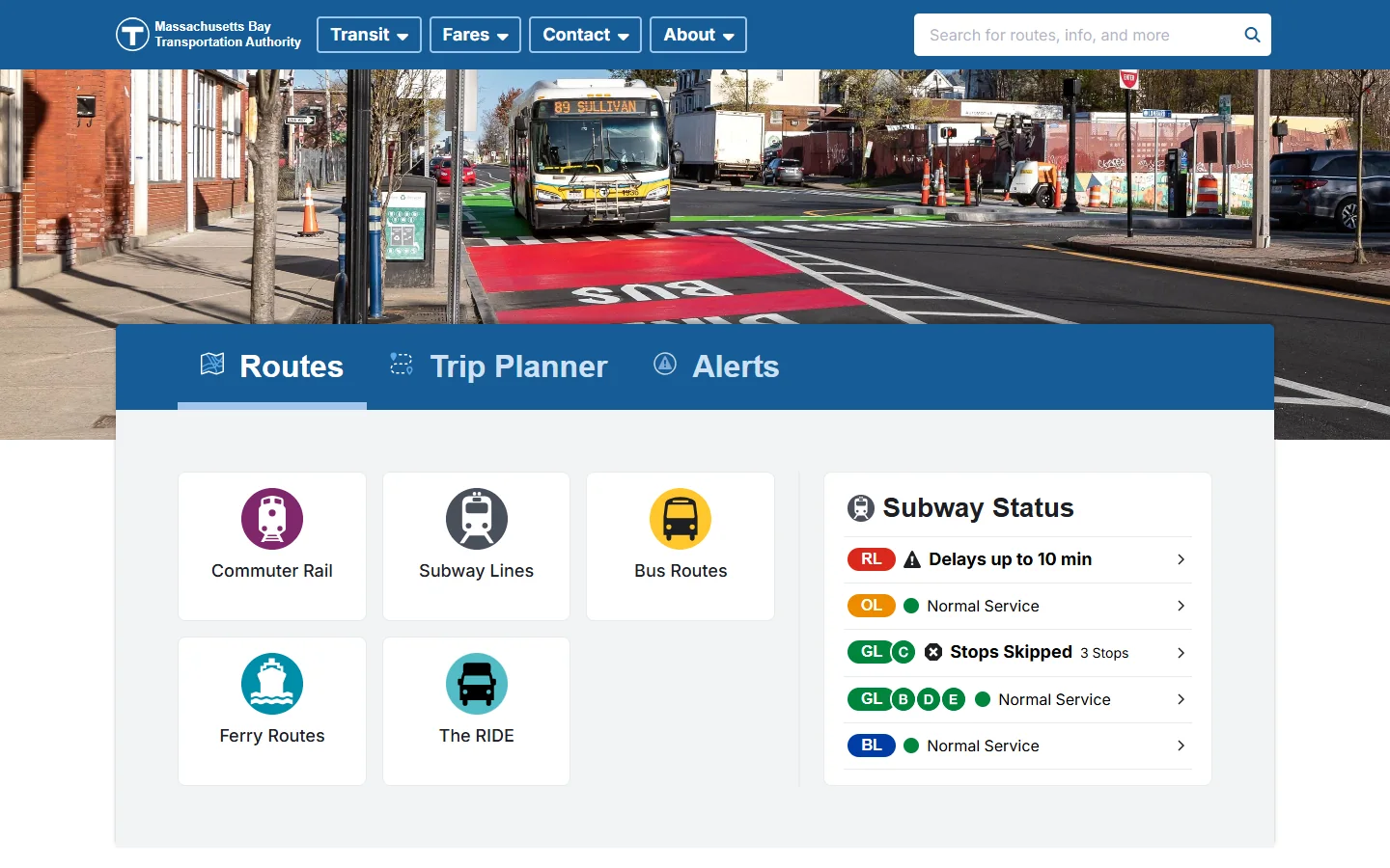 MBTA · Website screenshot