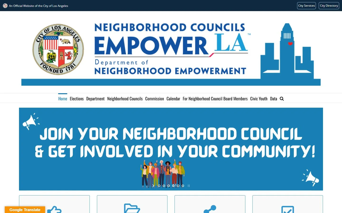 Los Angeles Department of Neighborhood Empowerment · Website screenshot
