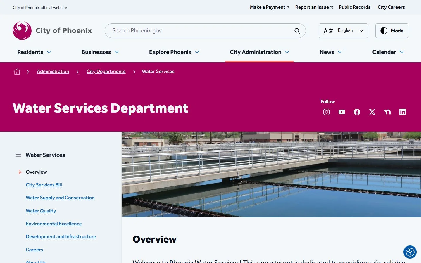 Phoenix Water Services · Website screenshot