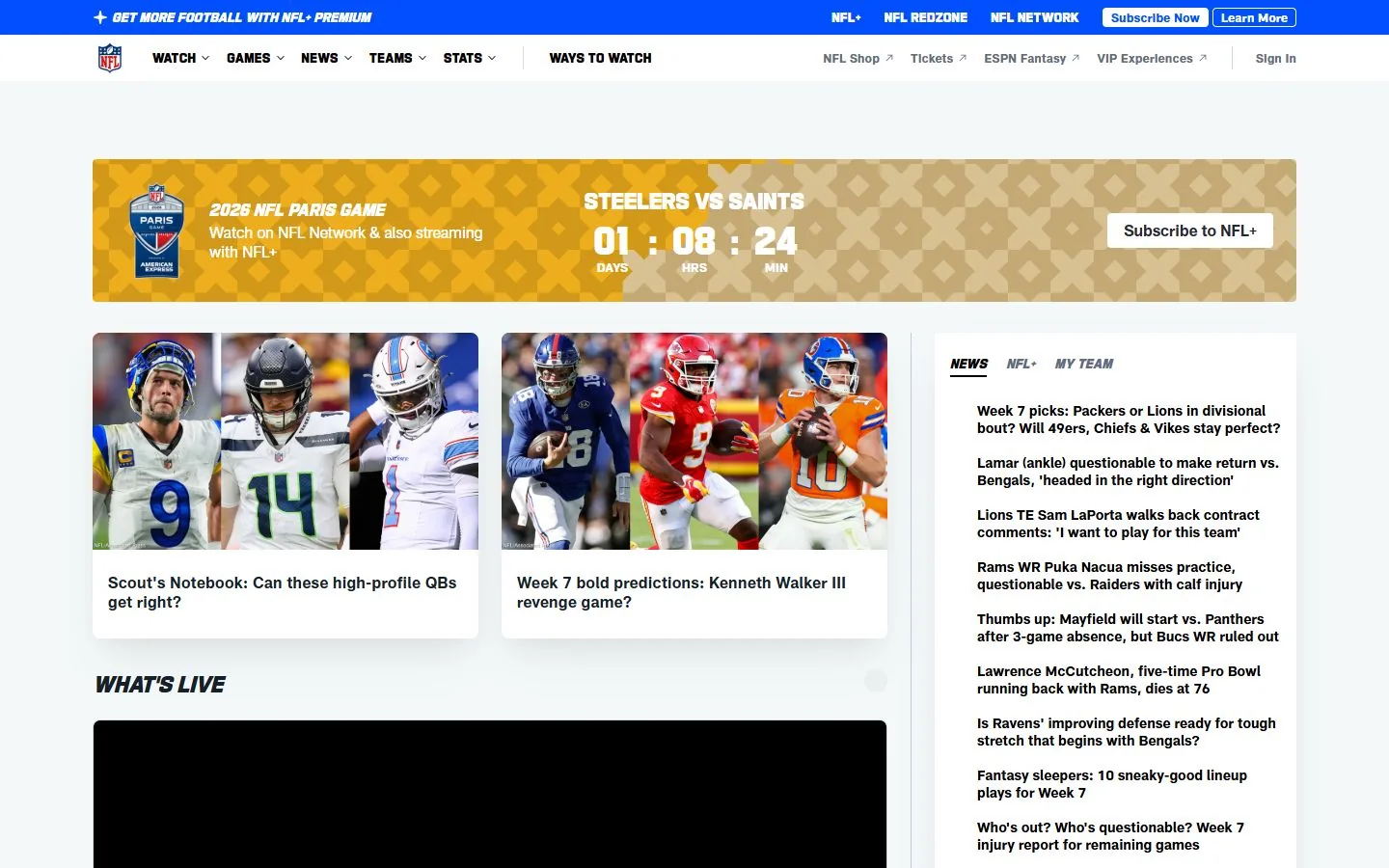 NFL · Website screenshot