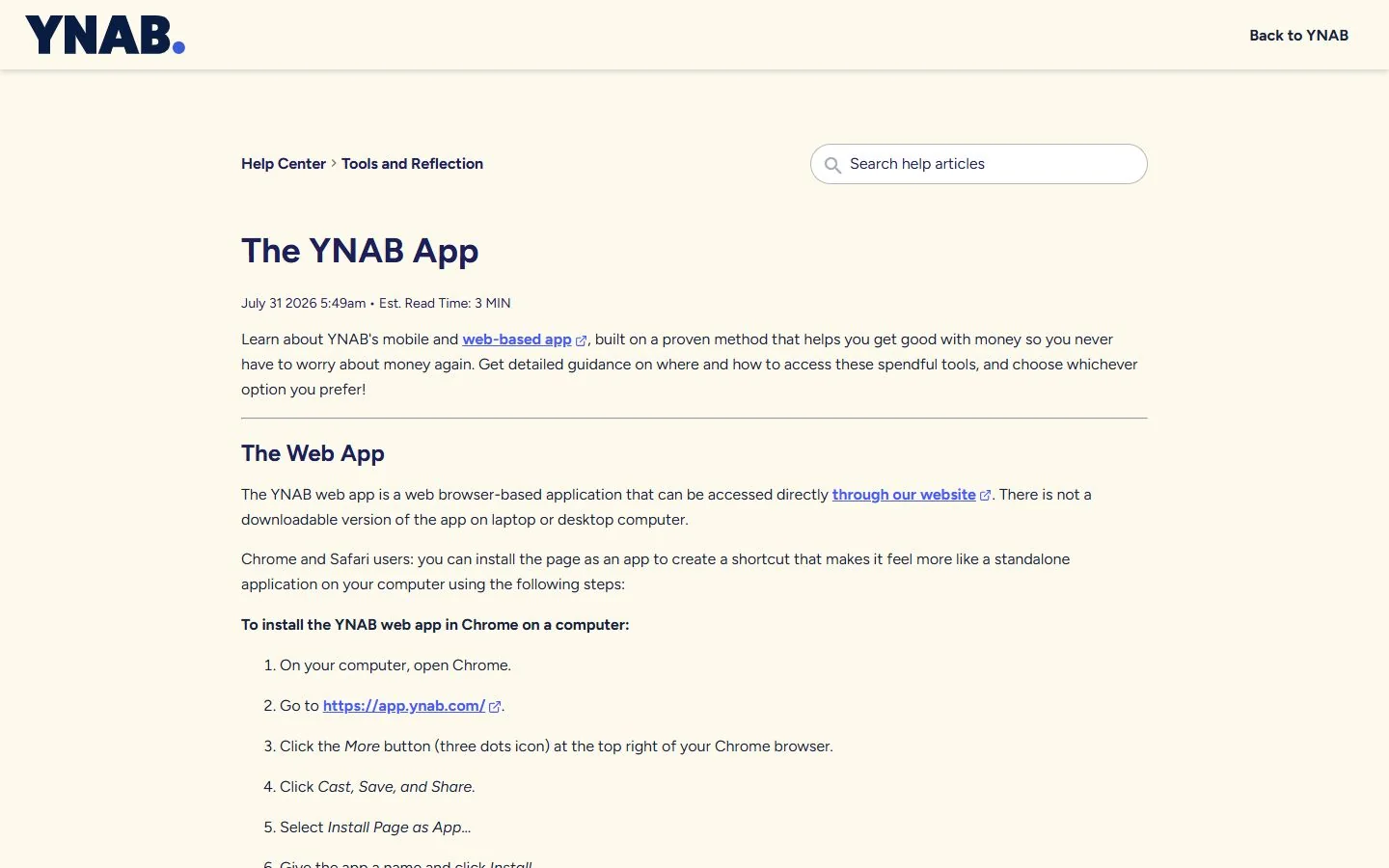 YNAB · Website screenshot