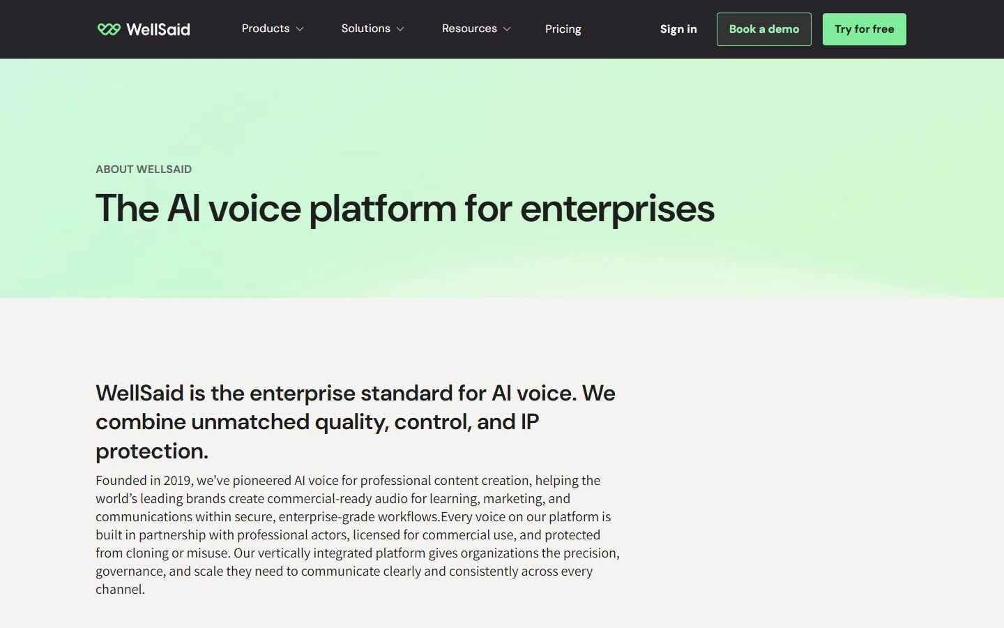 WellSaid · Website screenshot