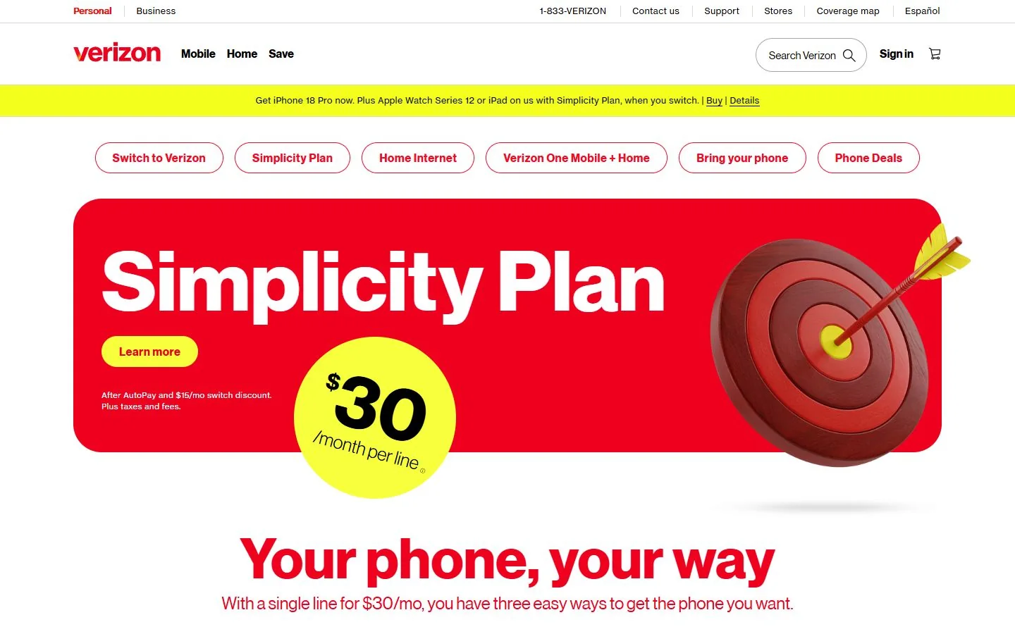 Verizon · Website screenshot