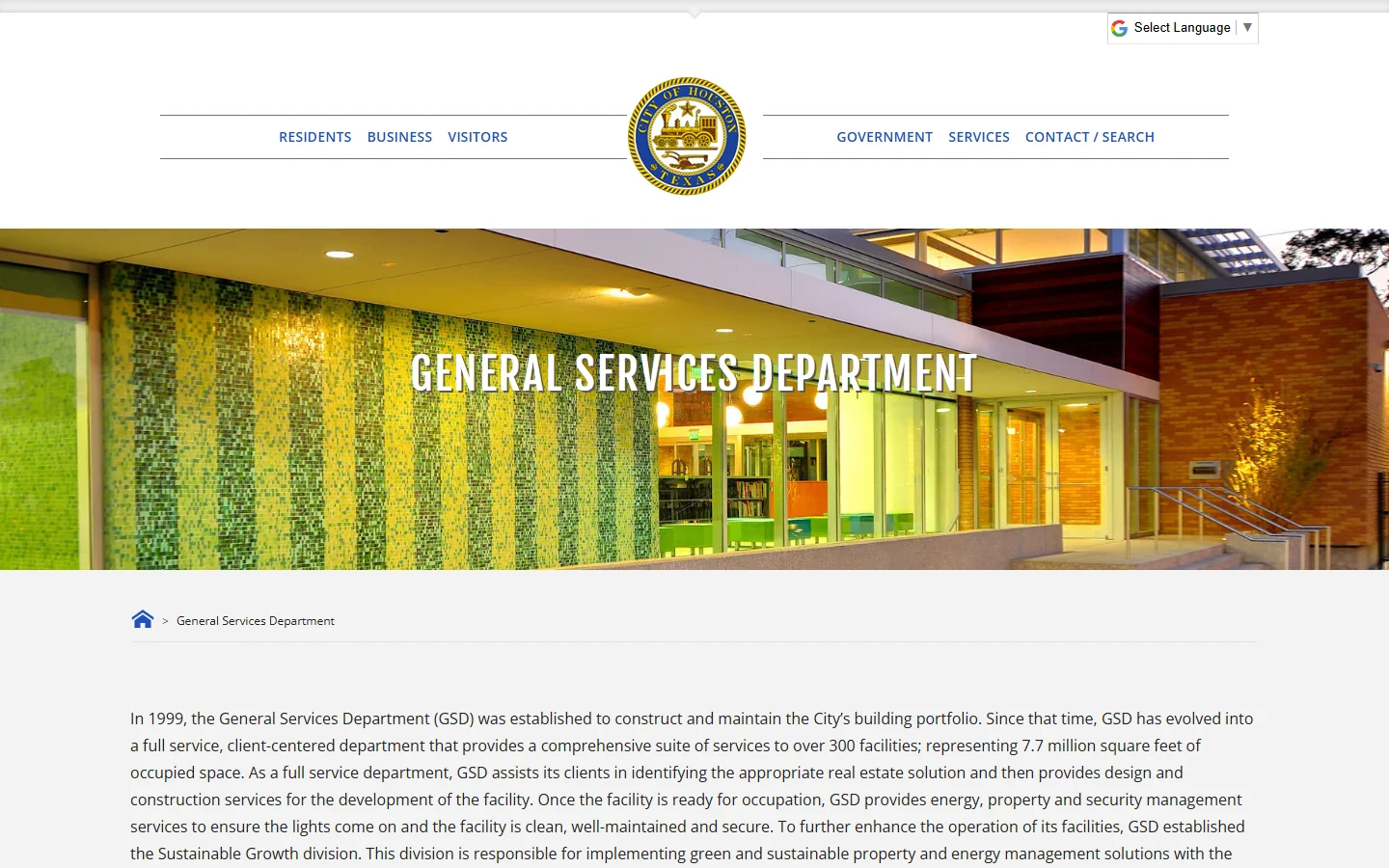 Houston General Services · Website screenshot