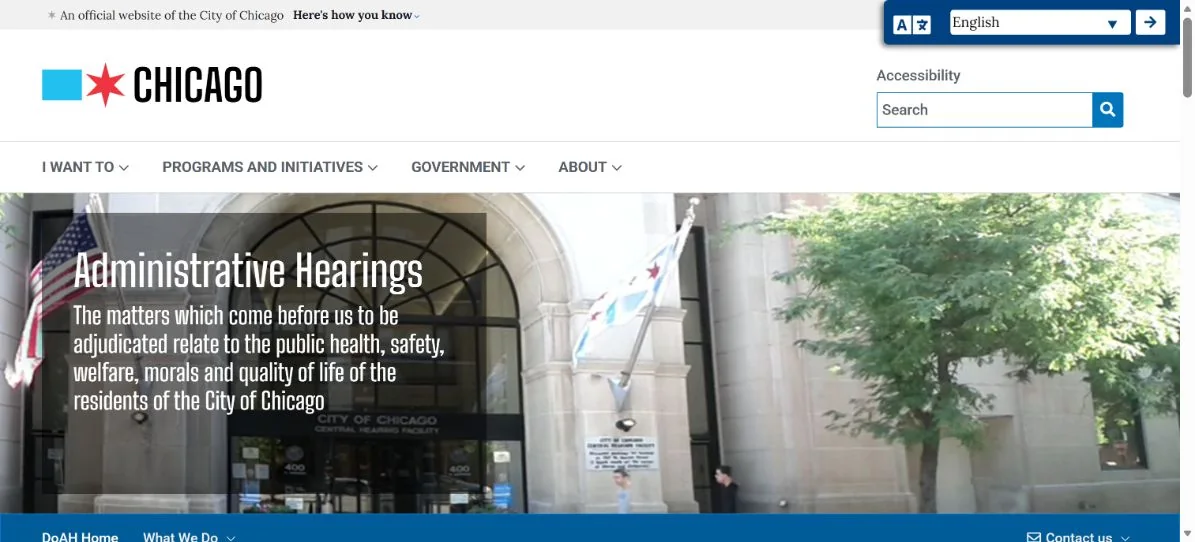 Chicago Administrative Hearings · Website screenshot