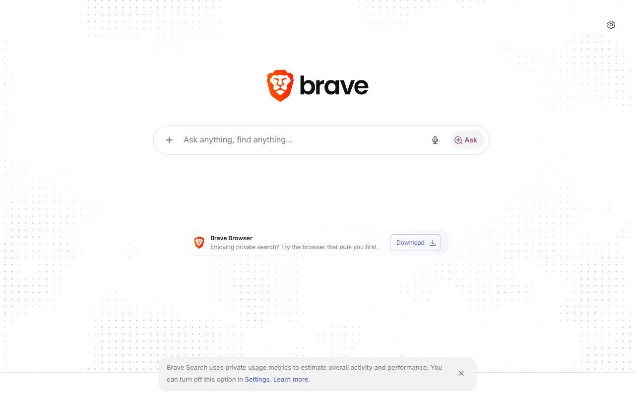 Brave Search — Official website screenshot