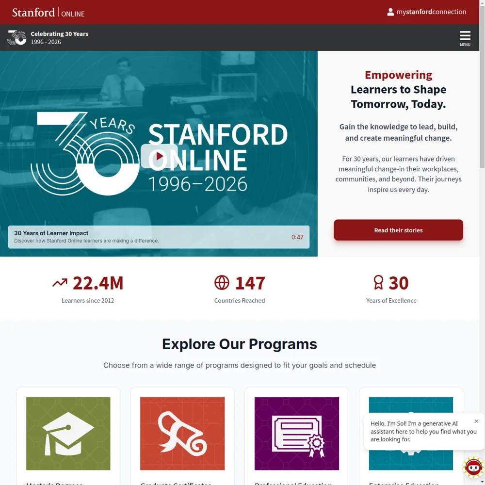 Stanford Online · Website screenshot