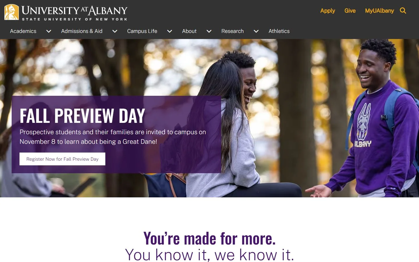 University at Albany · Official website