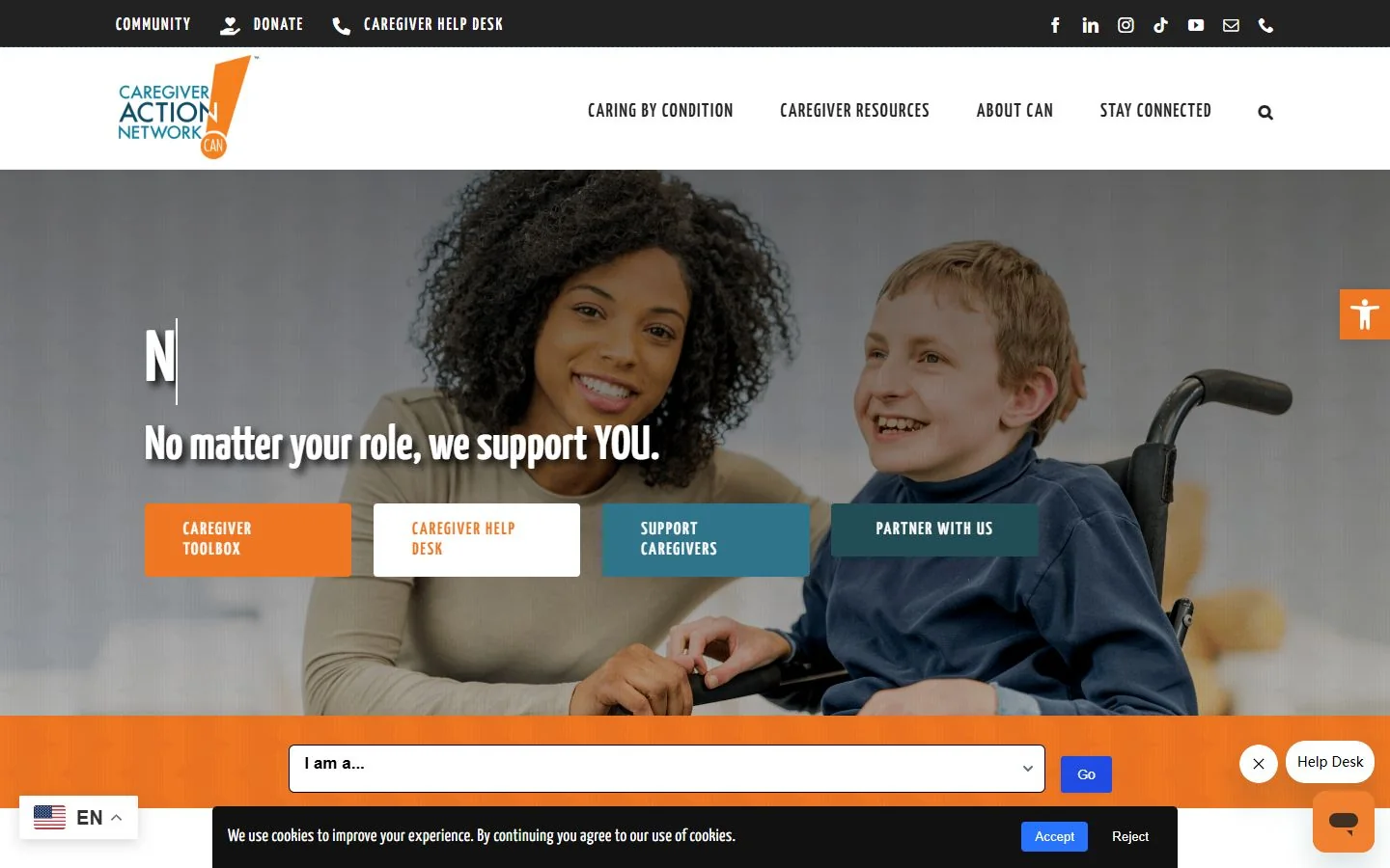 Caregiver Action Network · Website screenshot