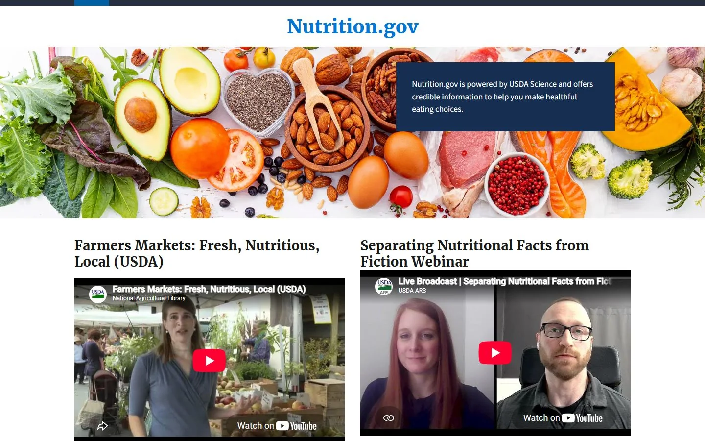 Nutrition.gov · Website screenshot