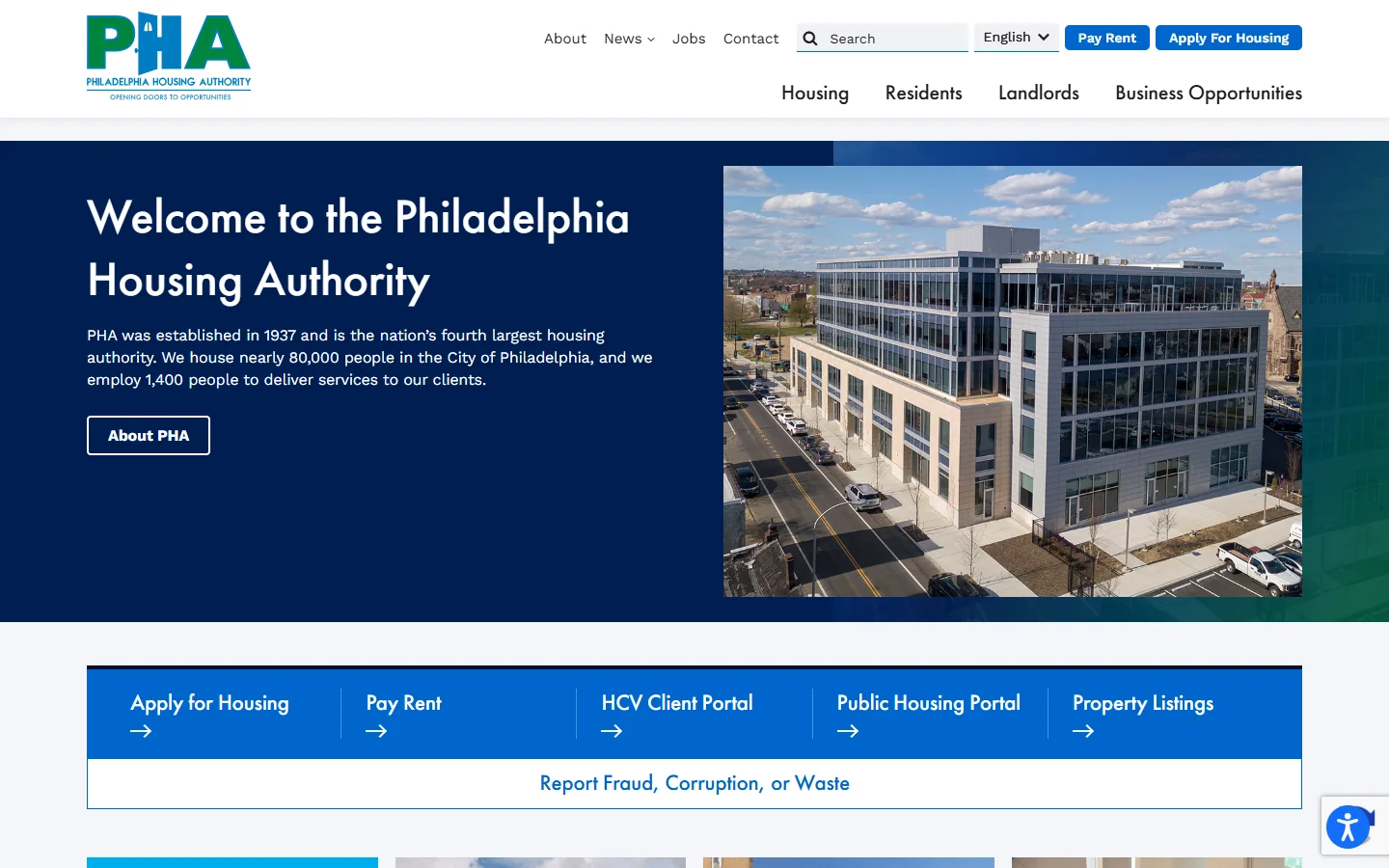 Philadelphia Housing Authority · Website screenshot