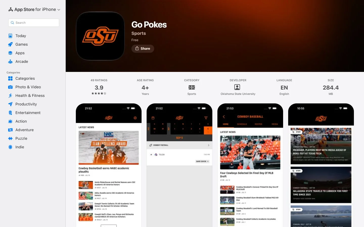Oklahoma State University · Official Go Pokes app listing (US)