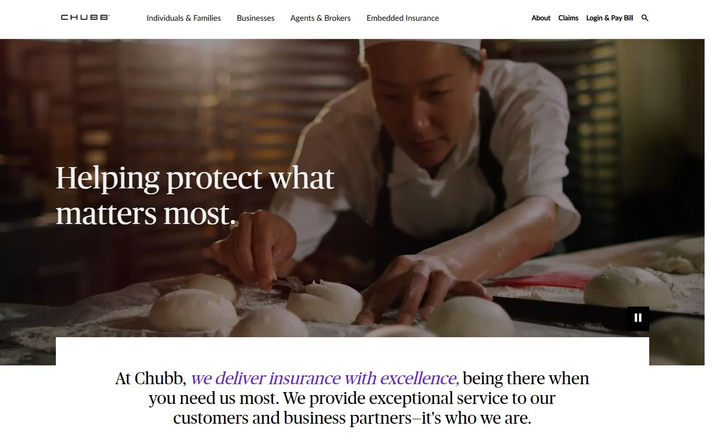 Chubb · Website screenshot