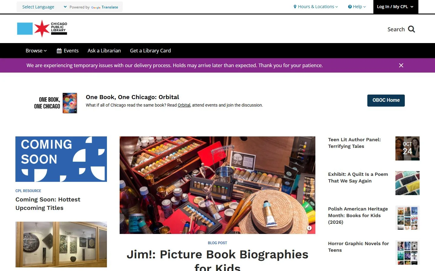 Chicago Public Library · Website screenshot