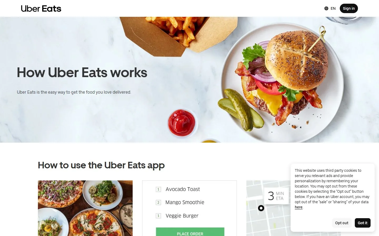 Uber Eats · Website screenshot