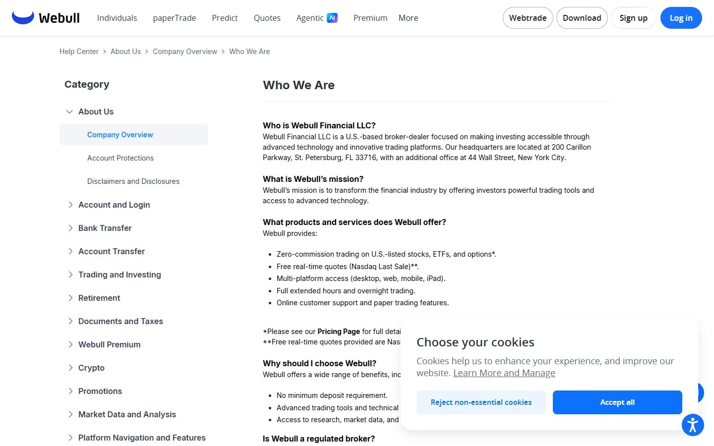 Webull · Website screenshot