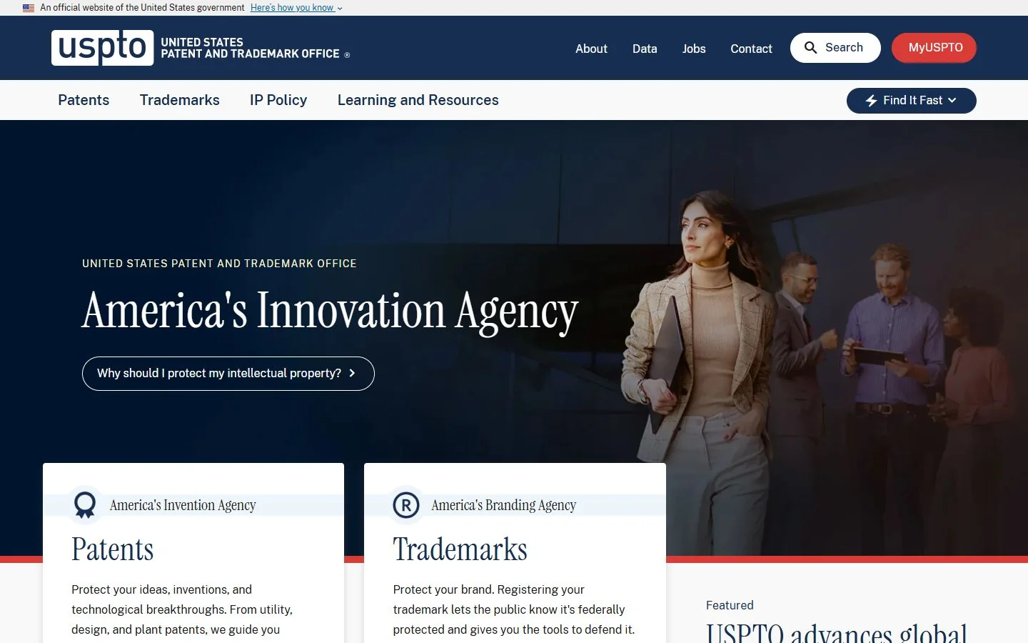USPTO · Website screenshot