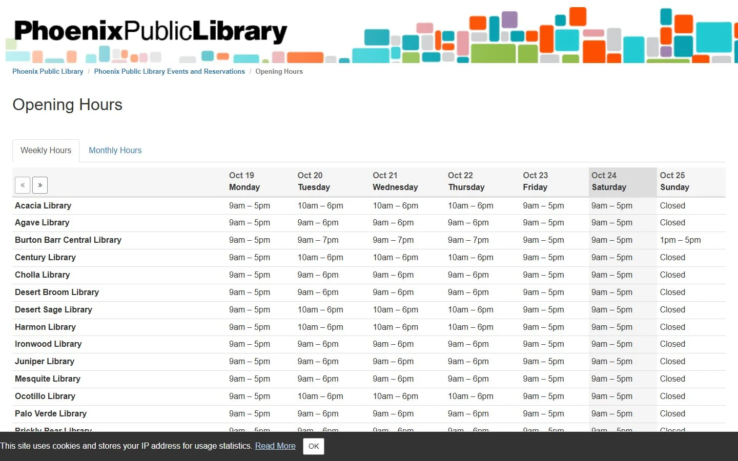 Phoenix Public Library · Website screenshot
