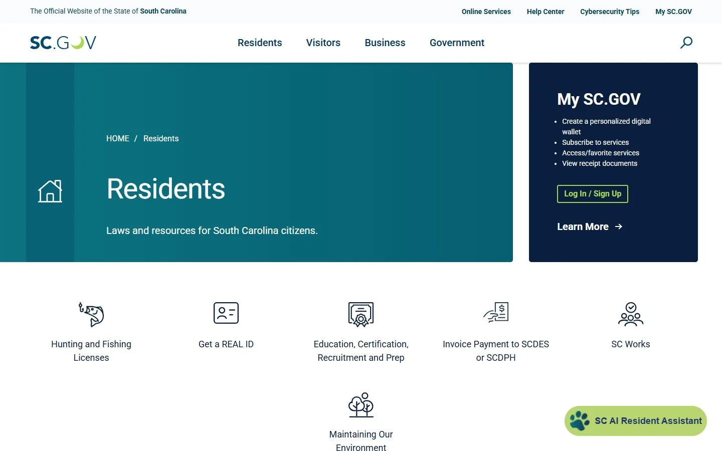 South Carolina · Website screenshot