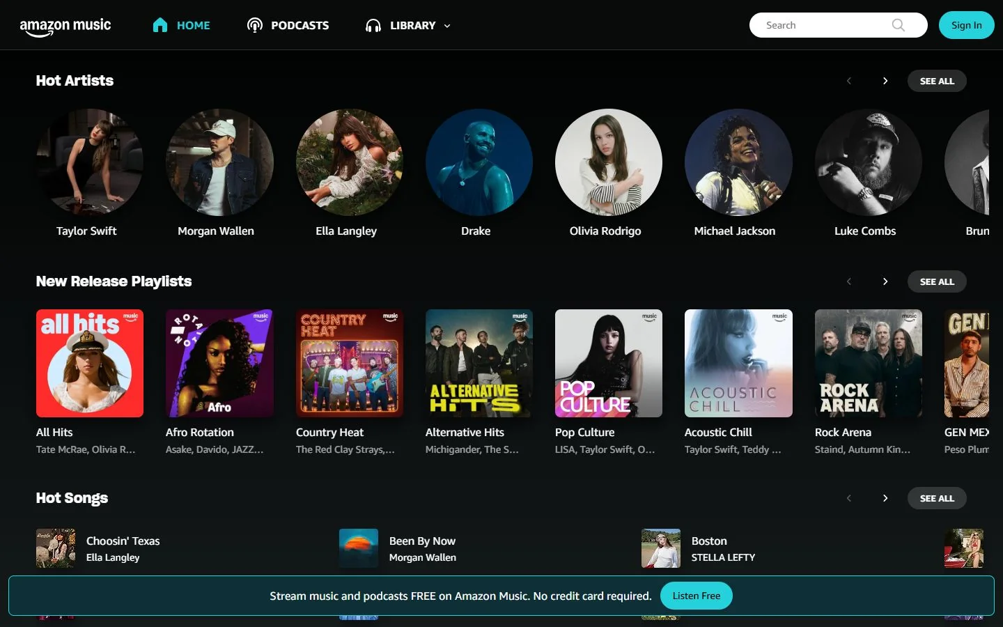 Amazon Music — Official website screenshot