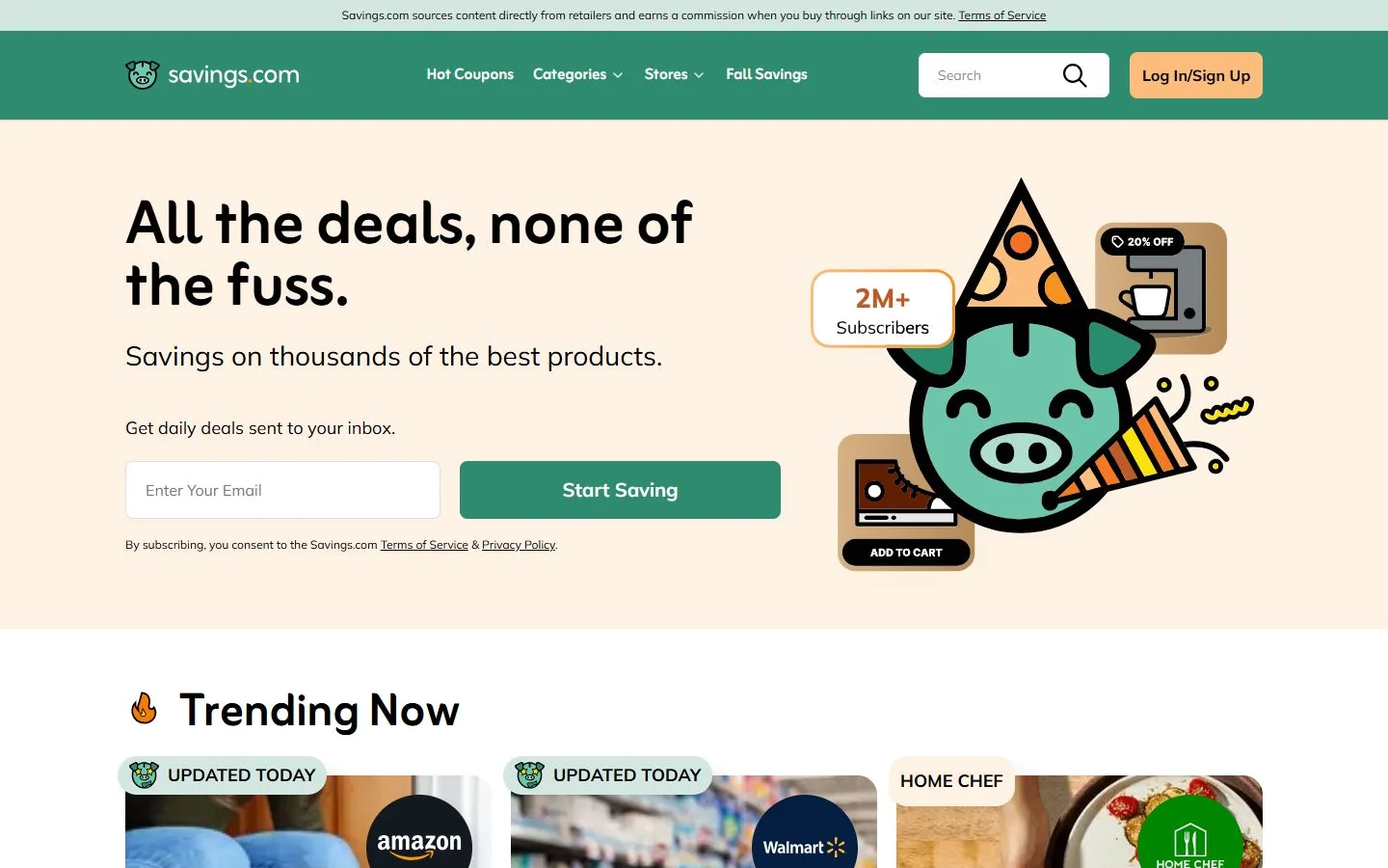 Savings.com · Website screenshot
