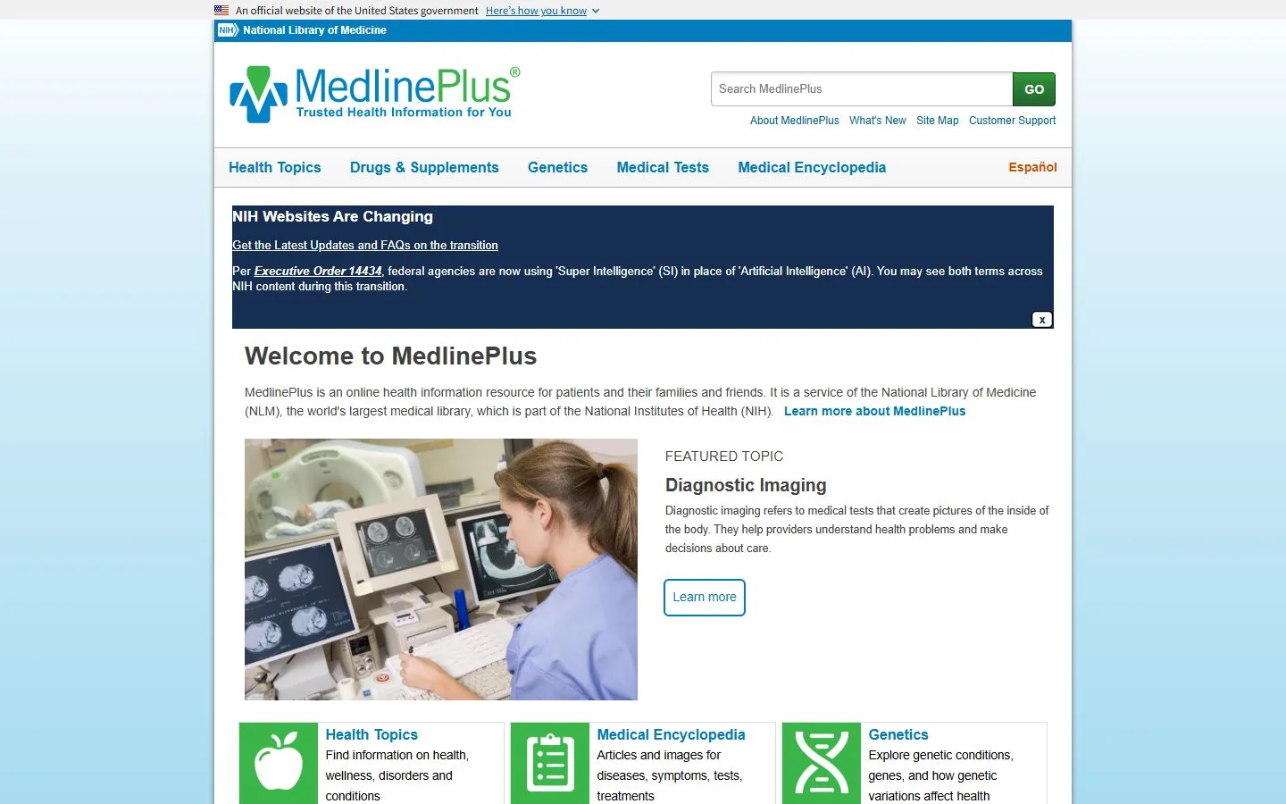 MedlinePlus · Website screenshot