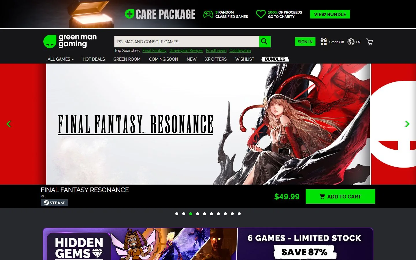 Green Man Gaming — Official website screenshot