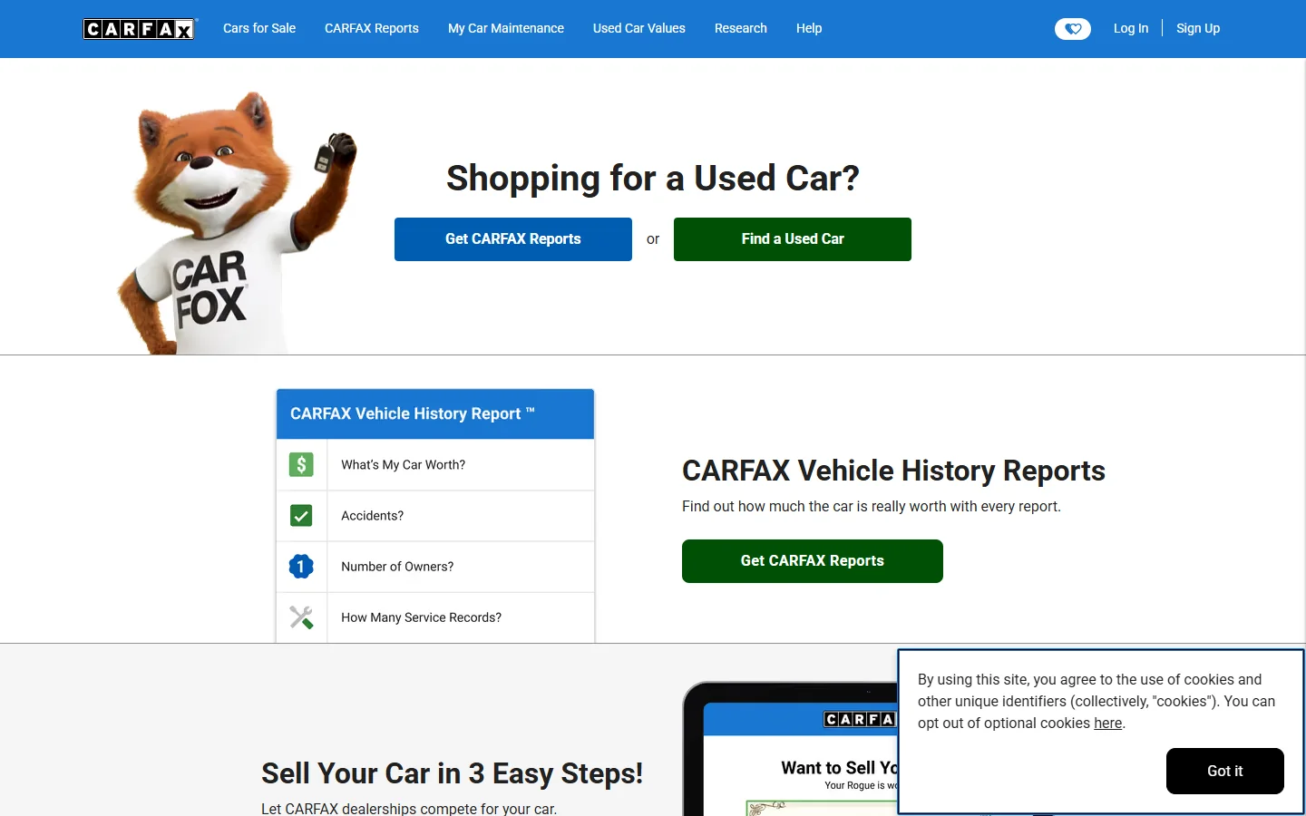 CARFAX · Website screenshot