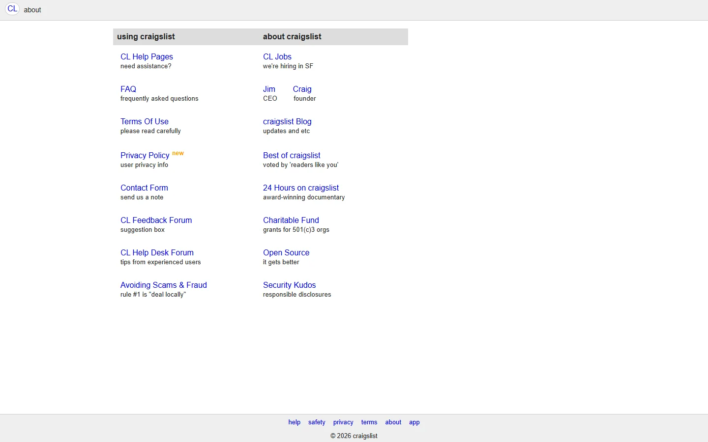Craigslist · Website screenshot