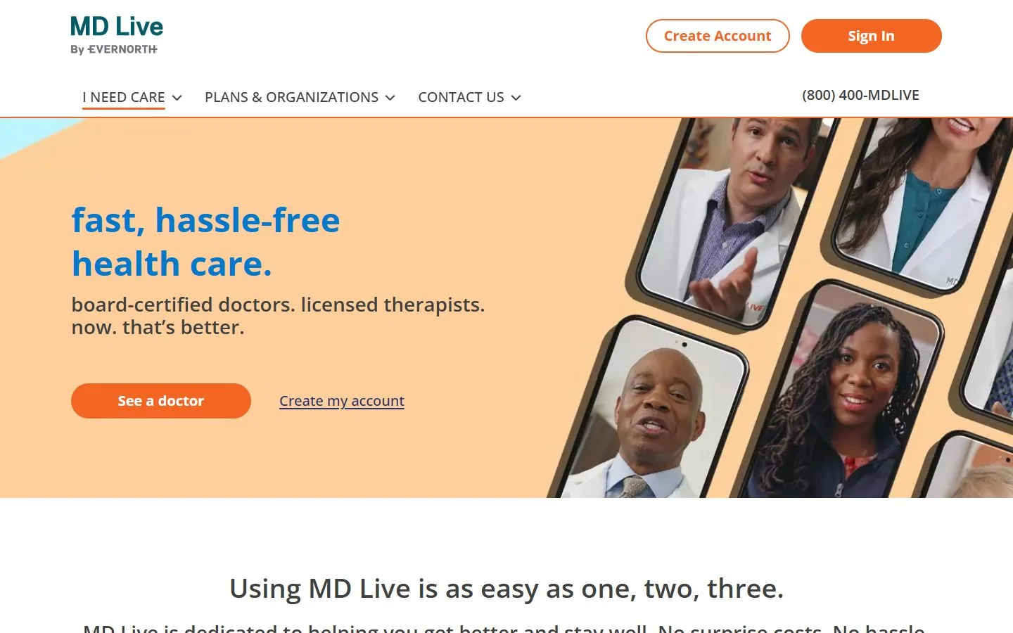 MDLIVE · Website screenshot