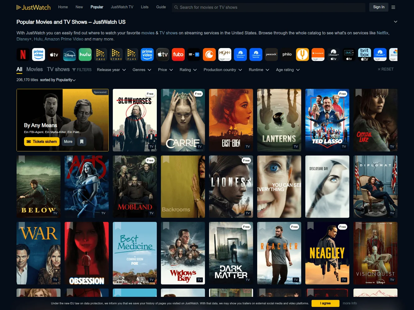 JustWatch · Website screenshot