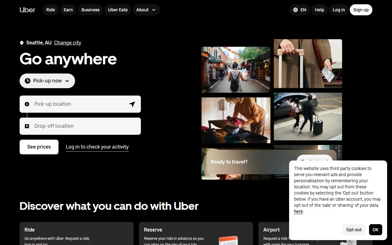 Uber · Website screenshot
