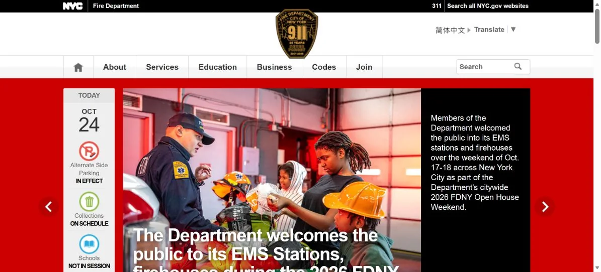 Fire Department of the City of New York · Website screenshot