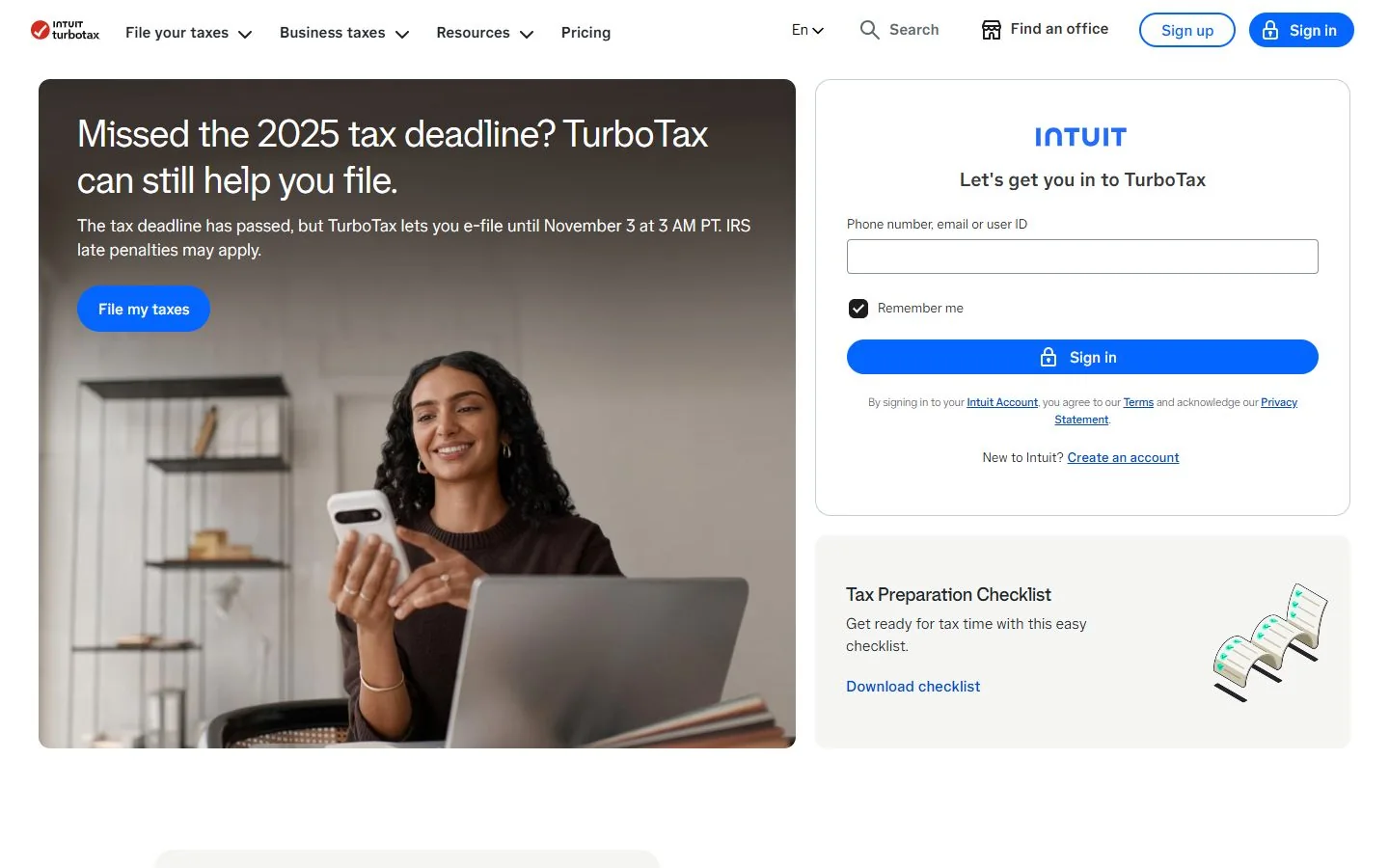 TurboTax · Website screenshot