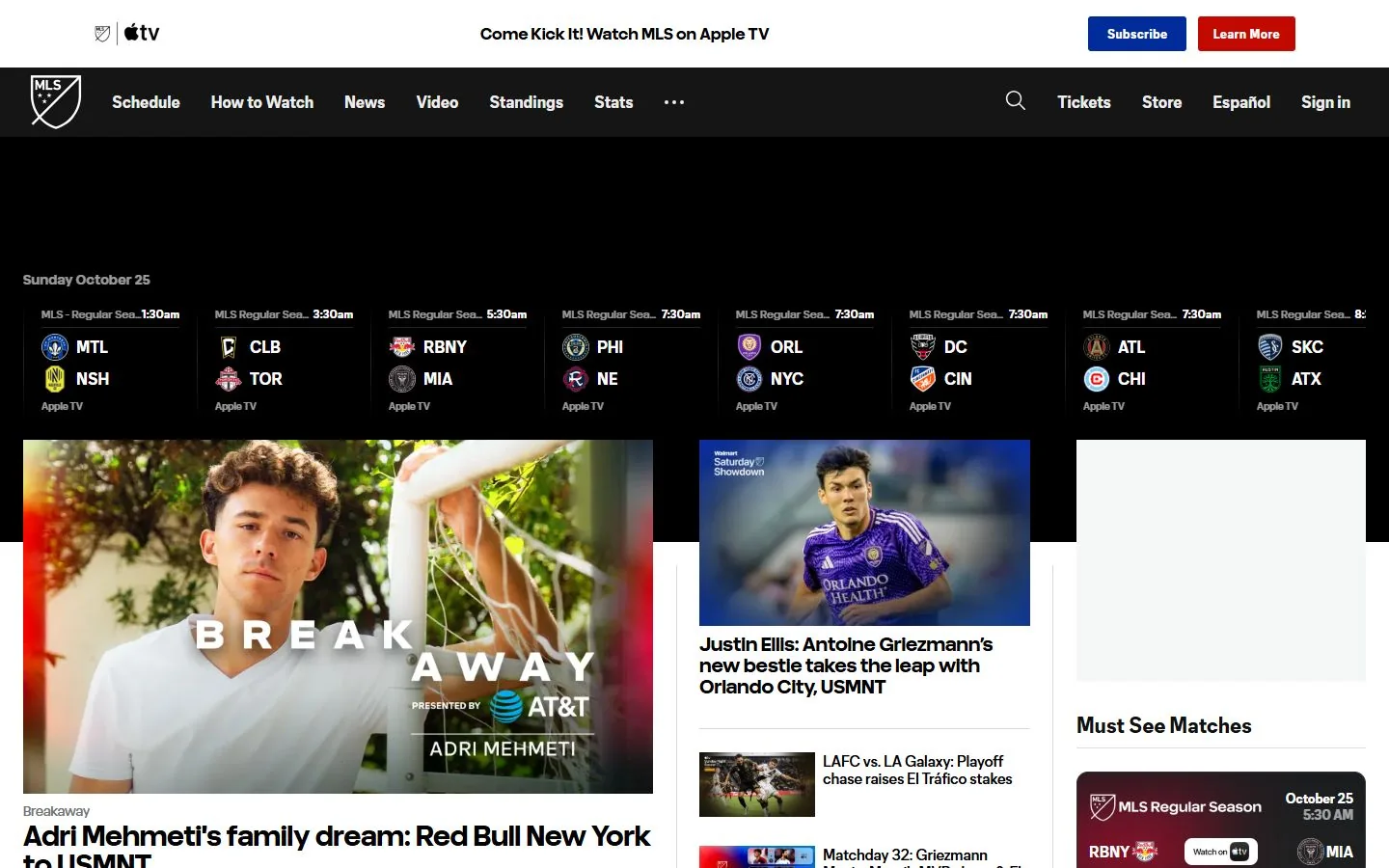 MLS · Website screenshot