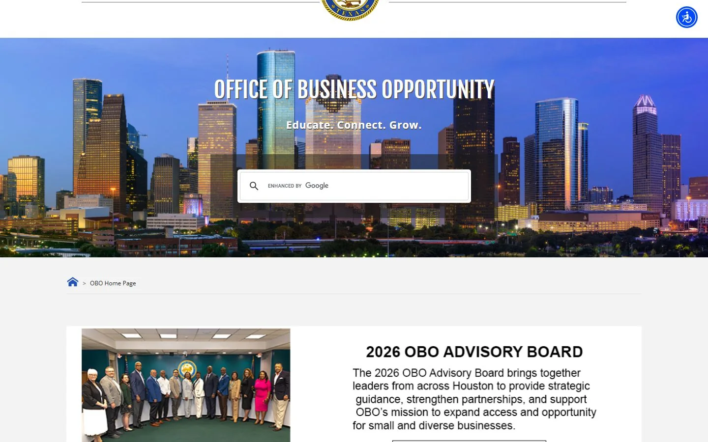 Houston Office of Business Opportunity · Website screenshot