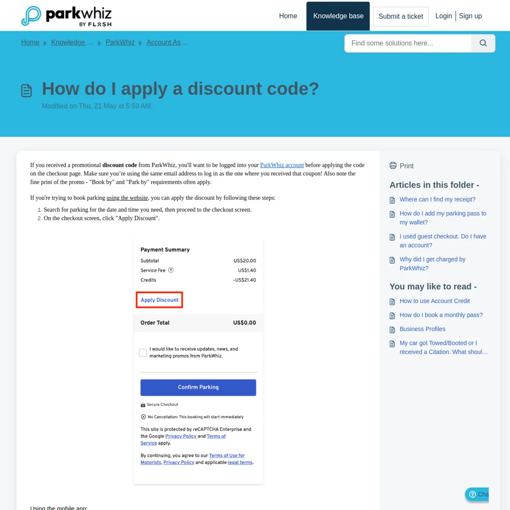 ParkWhiz · Website screenshot