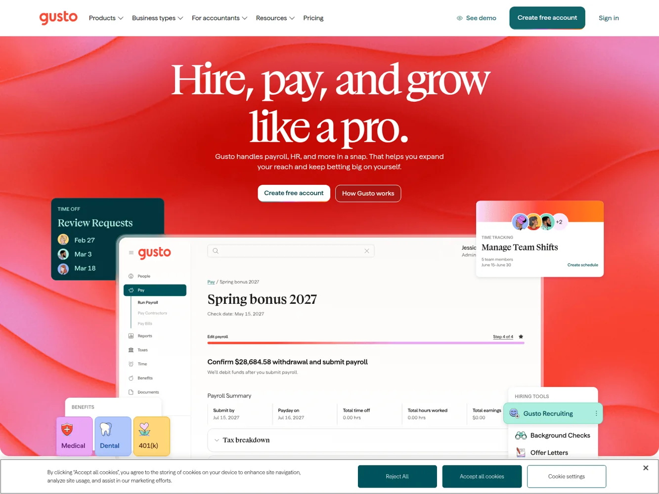 Gusto · Website screenshot