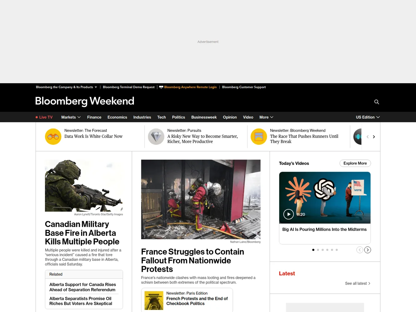 Bloomberg — Earlier official website screenshot
