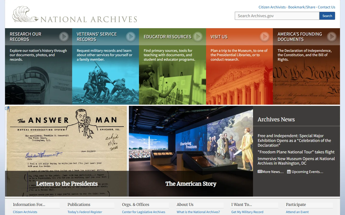 National Archives · Website screenshot