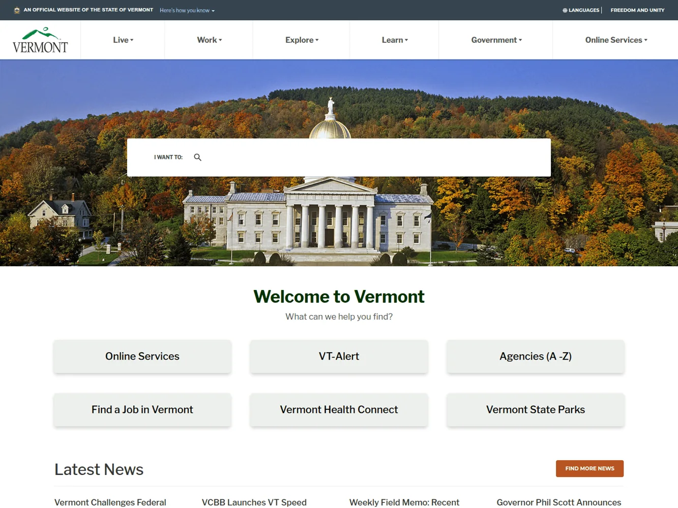 Vermont · Website screenshot