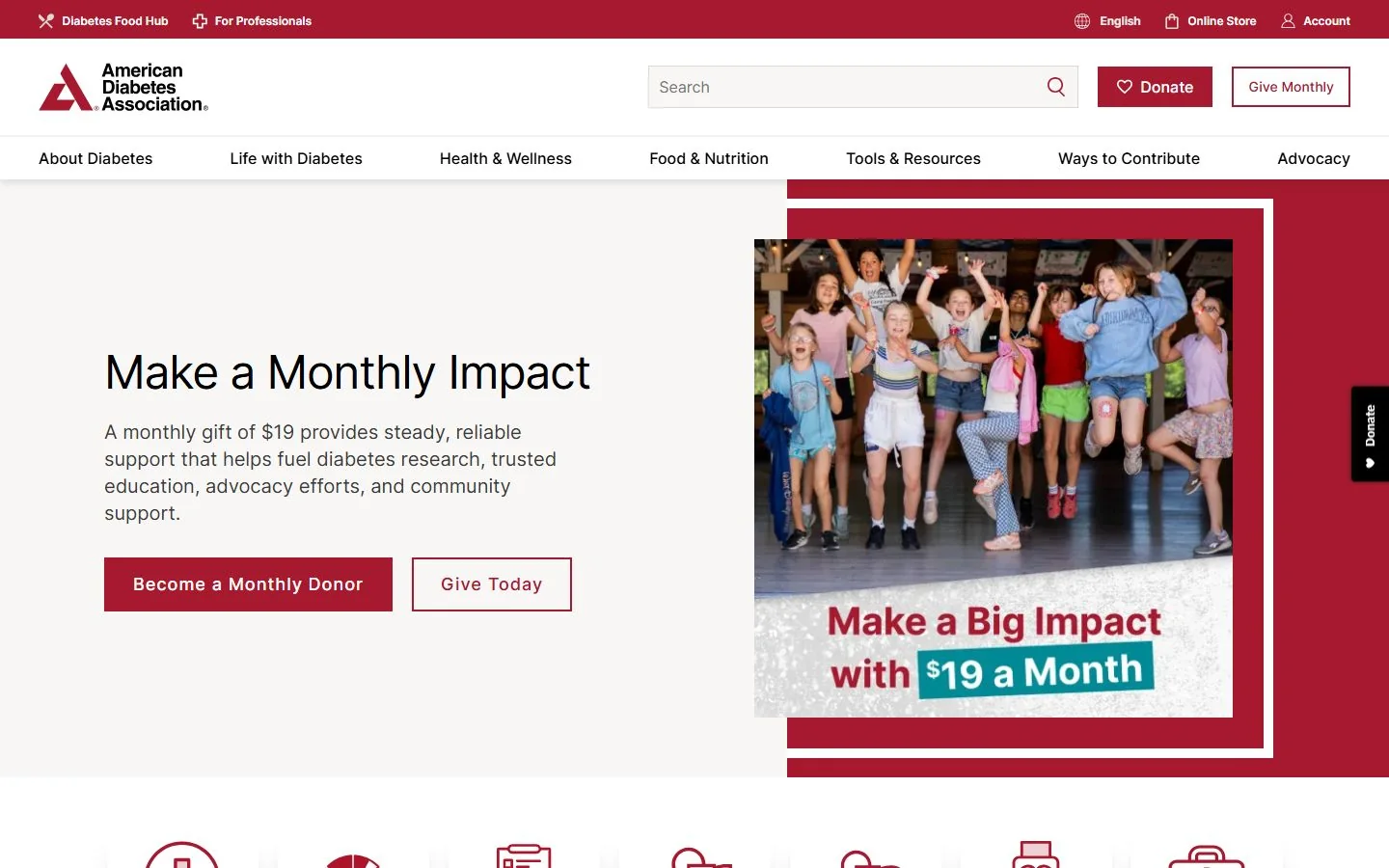 American Diabetes Association · Website screenshot